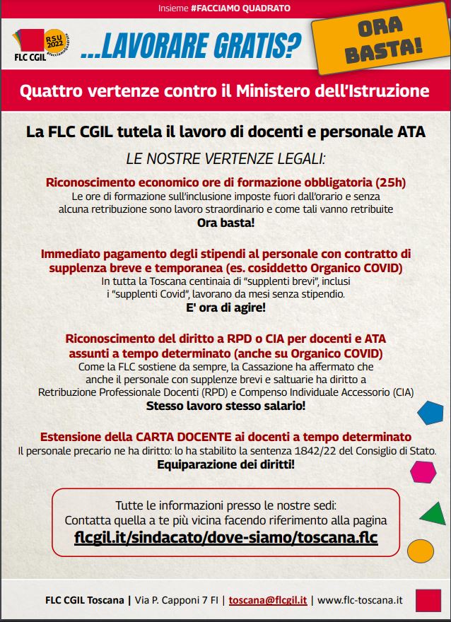 Immagine per FLC Cgil: vertenze a tutela del lavoro di docenti e personale ATA